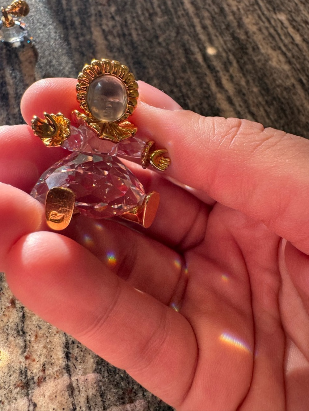 Swarovski Clear Crystal and Gold Figurine Brooch